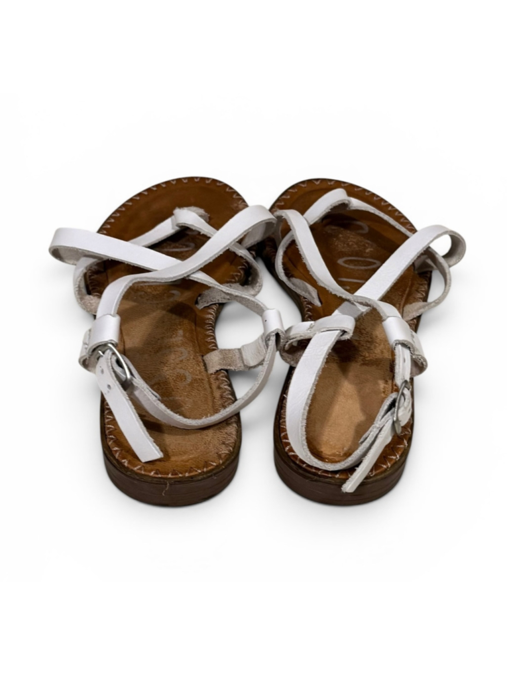 M&C Women’s White Leather Strappy Flat Sandals Women’s US 7 EU 38 Made in Spain - Picture 4 of 9